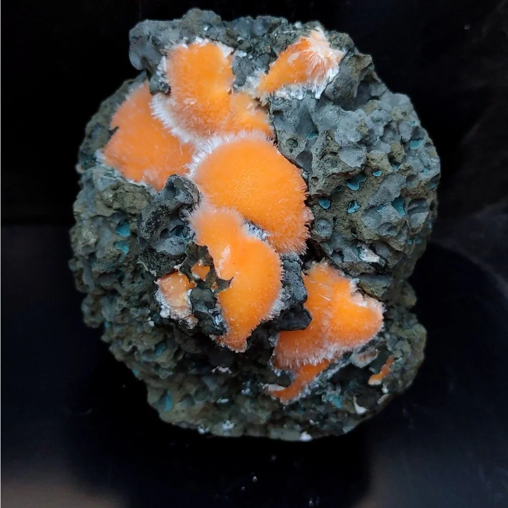 Orange Thomsonite Balls On Matrix, Natural Mineral Specimen From India